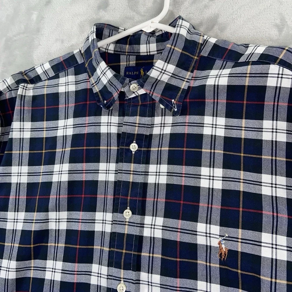 Ralph Lauren Shirt Mens LT Large Tall Button Down Flesh Pony Long Sleeve Plaid
